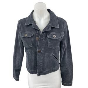 Urban Outfitters BDG Black Corduroy Velvet Velour Long Sleeve Crop Coat Jacket S